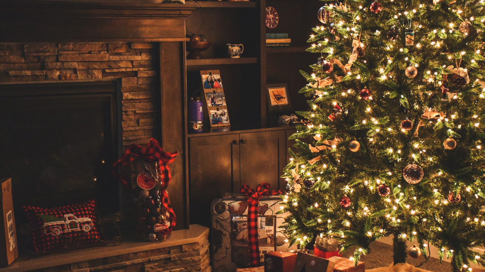 Cozy Farmhouse Christmas Living Room Display