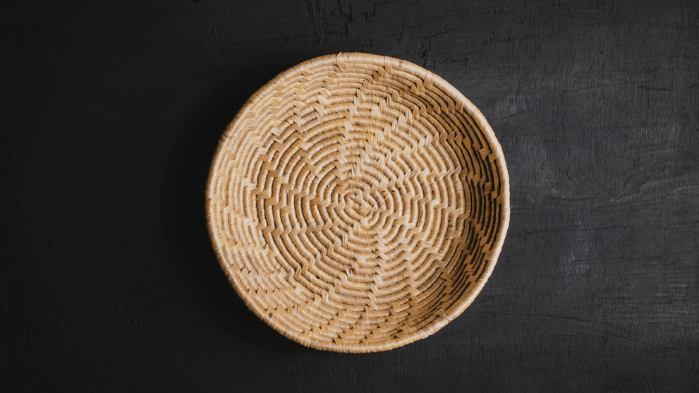 Round Woven Basket For Craft Storage