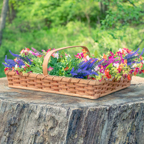 Flower Gathering Basket | Amish Woven Wicker French Style Basket Plain