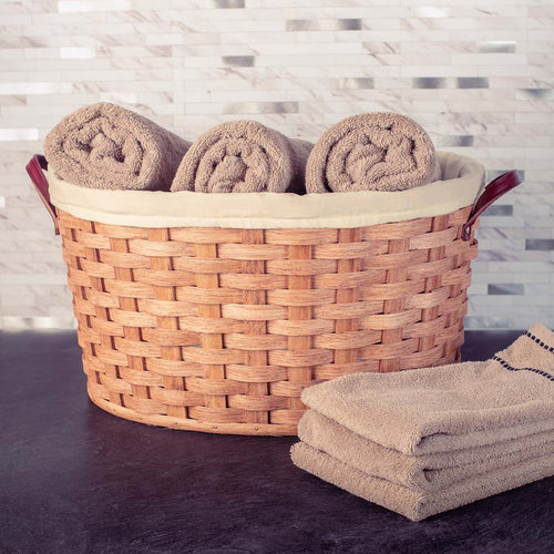 Farmhouse Laundry Basket | Decorative Amish Woven Wicker Storage Plain