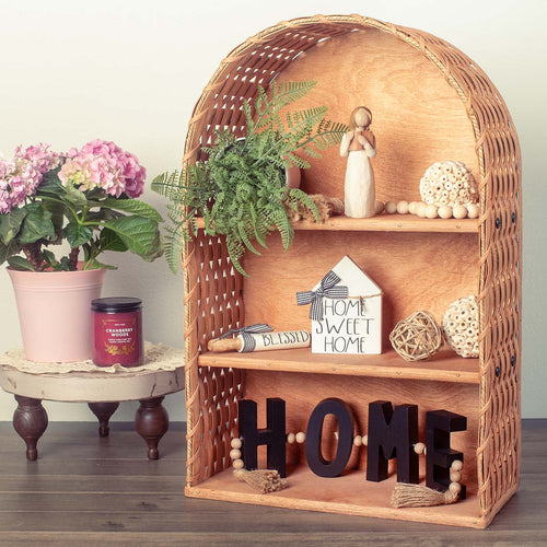 Tabletop Shelf Cabinet | Decorative Wicker Countertop Shelf Plain